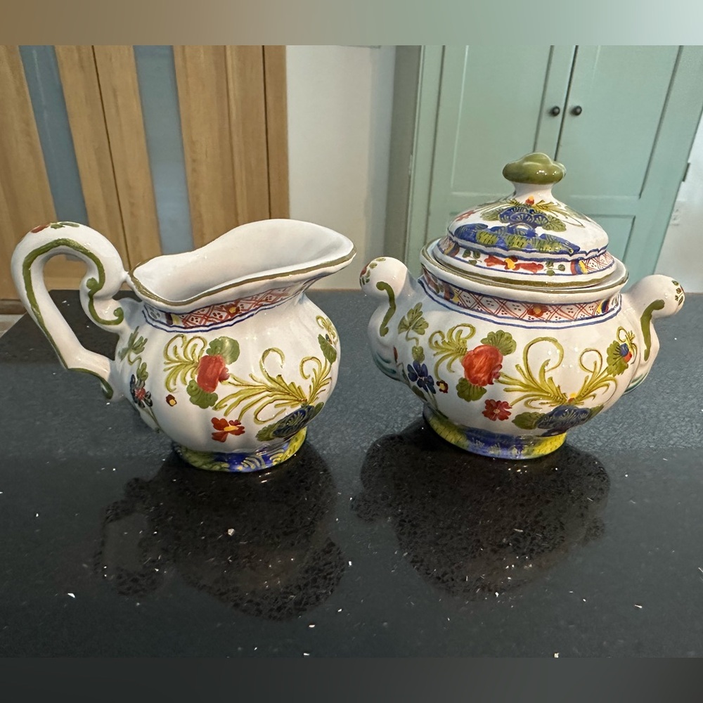 Antique sugar and creamer set made in Italy